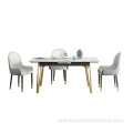 Retractable Dining Room Table Sintered Stone Golden Frame